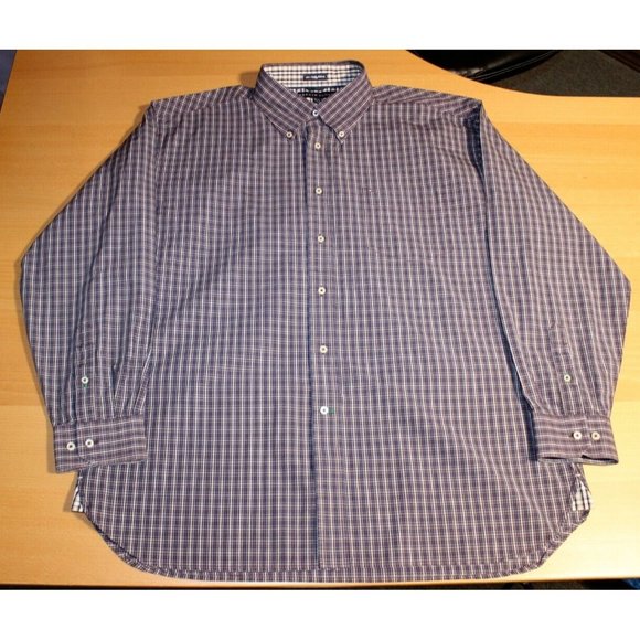 Tommy Hilfiger Other - Mens Tommy Hilfiger 80s 2 Ply Fabric Long Sleeve Button Up Shirt XL Purple Plaid